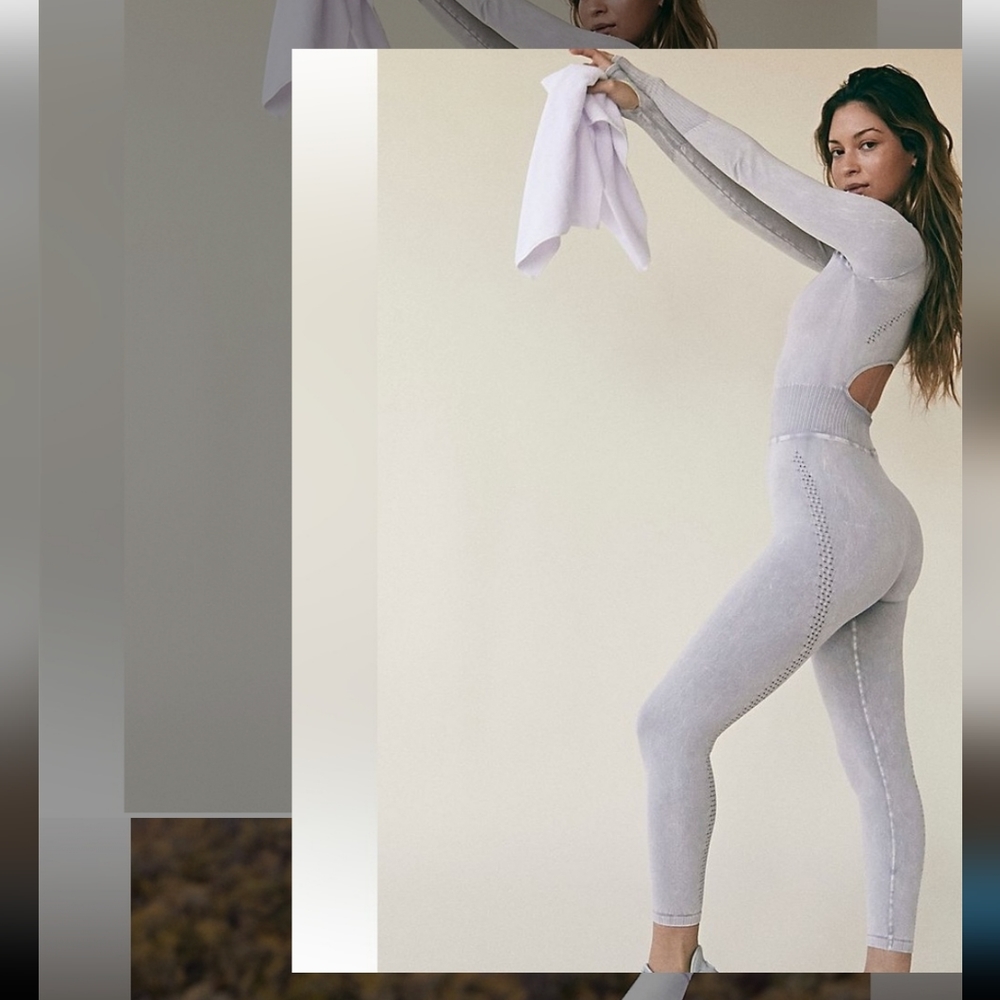Free People Movement Good Karma Long Sleeve Onesie Leotard Ice Grey XS/S NEW! - Picture 3 of 8